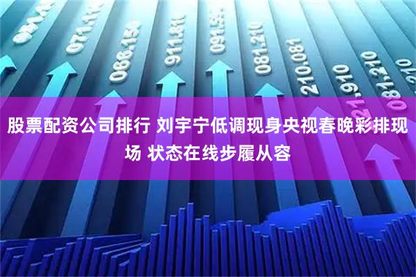 股票配资公司排行 刘宇宁低调现身央视春晚彩排现场 状态在线步履从容
